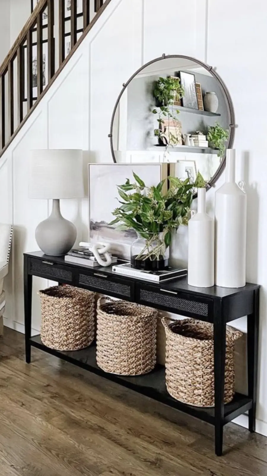 black entryway table decor