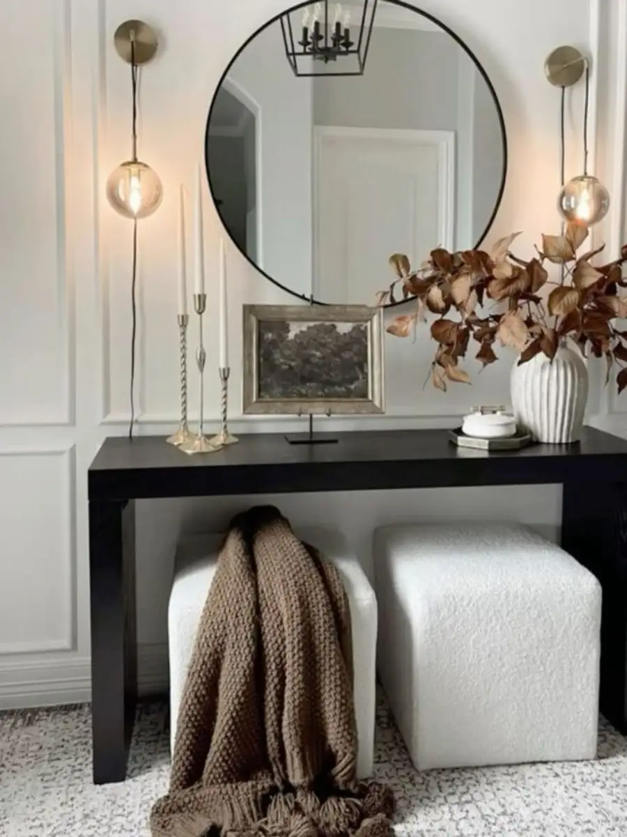 black entryway table decor