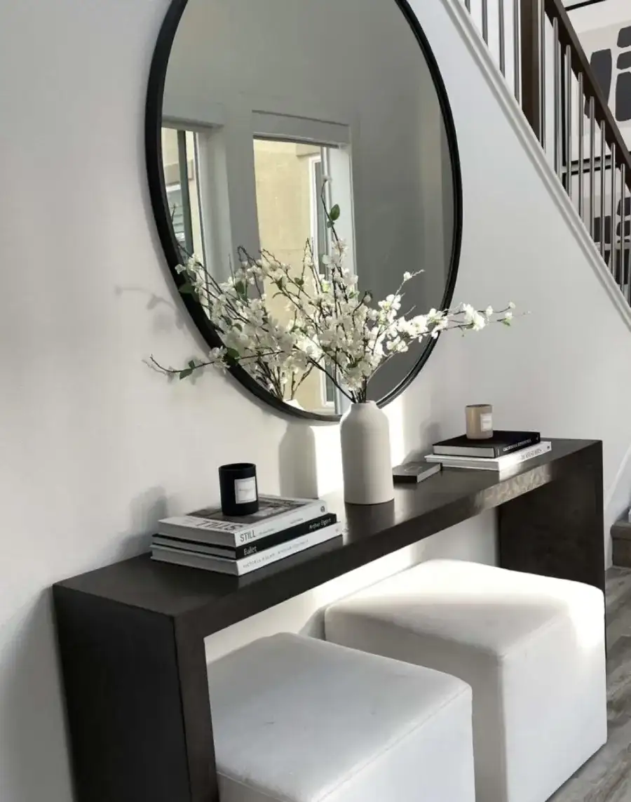 black entryway table decor