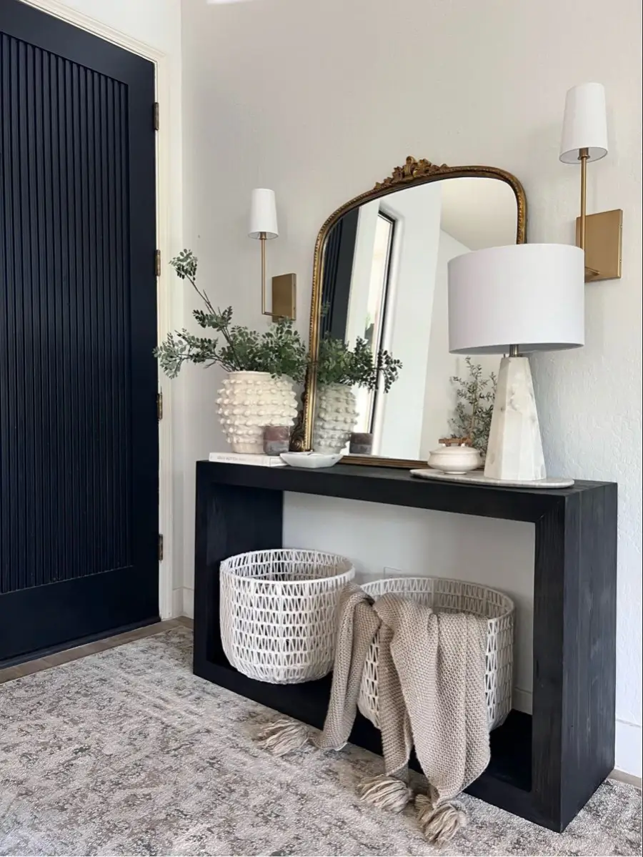 black entryway table decor