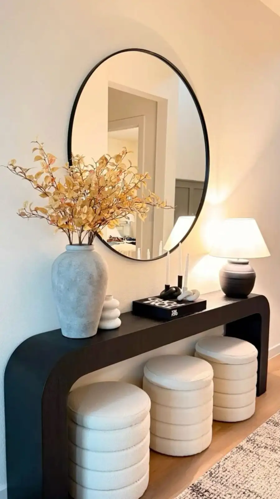black entryway table decor