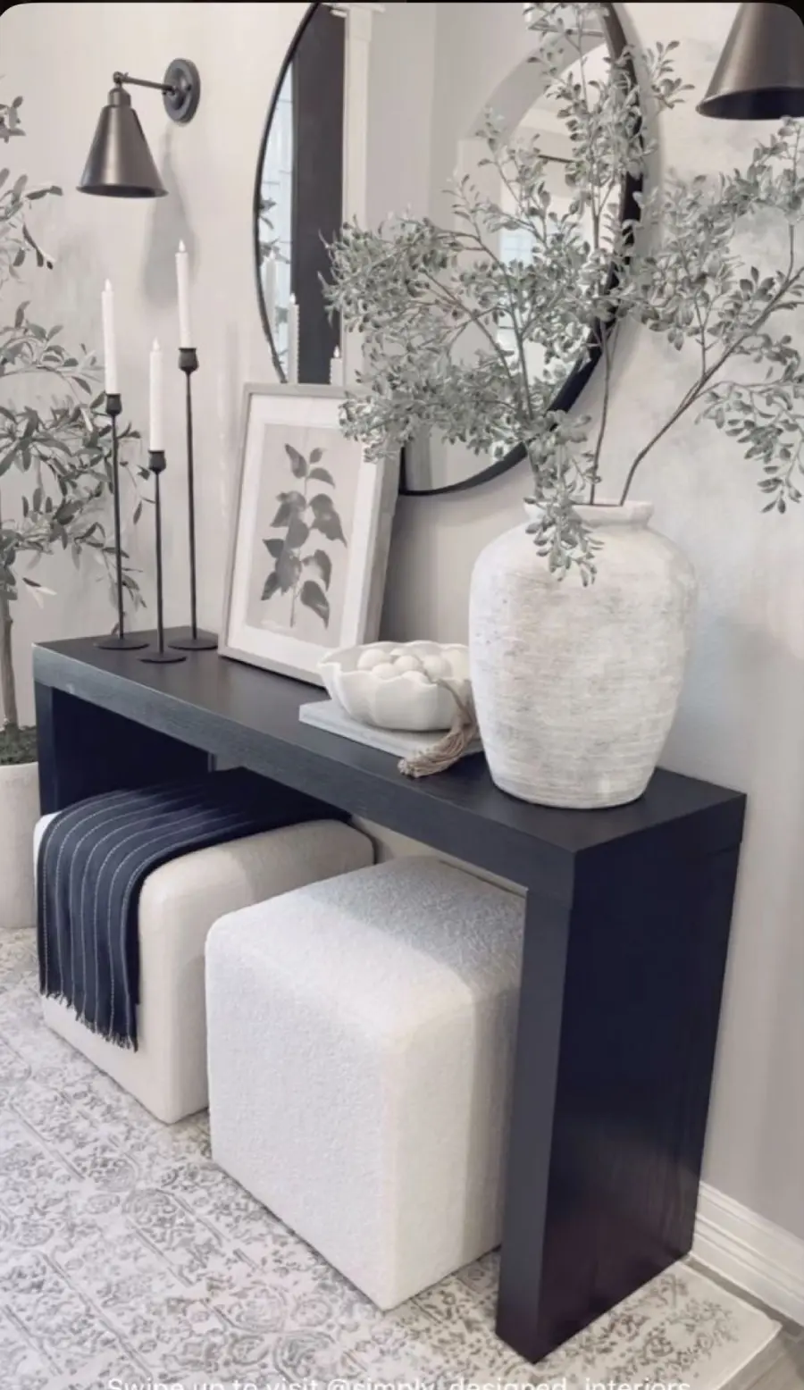 black entryway table decor