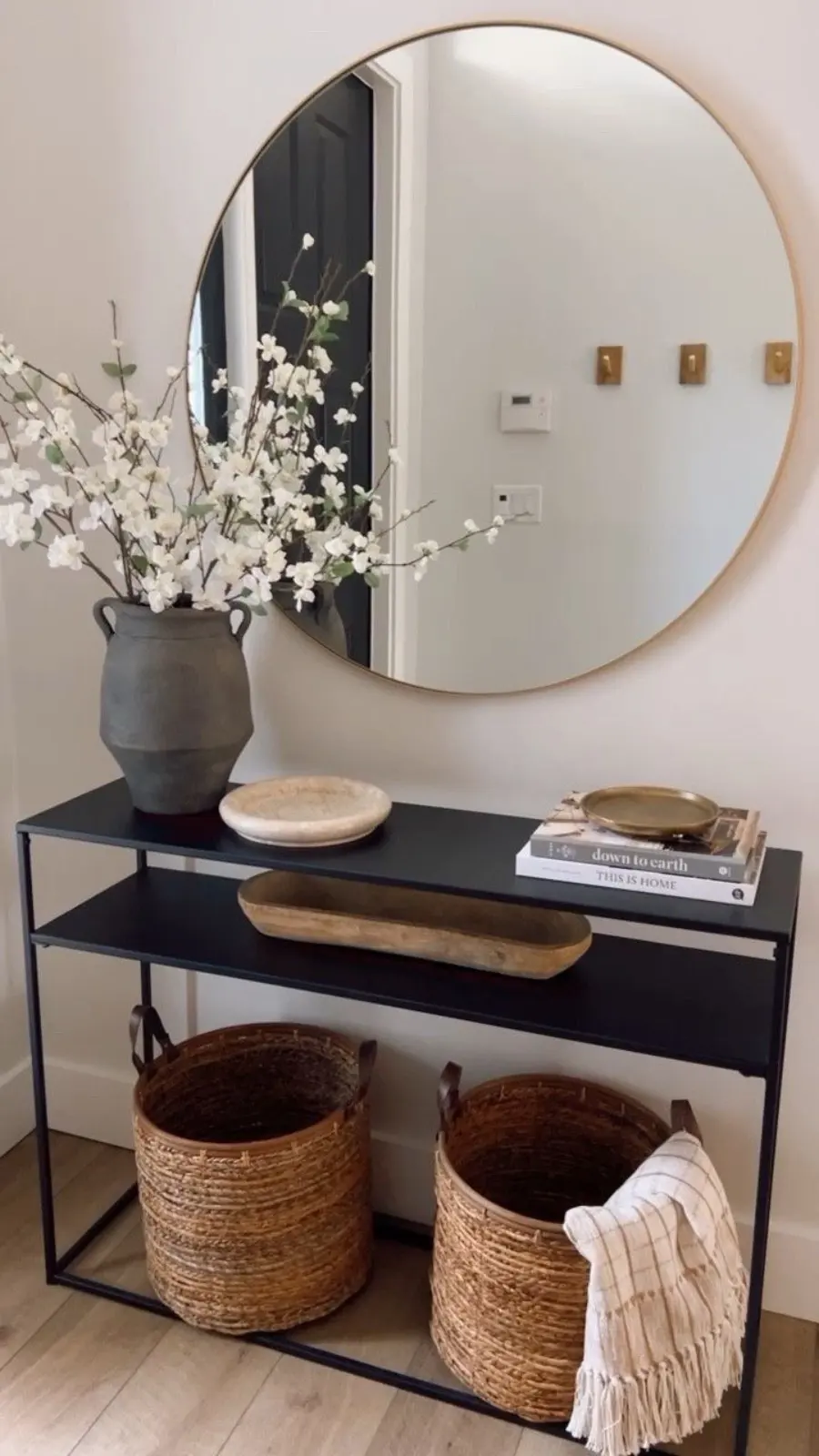 black entryway table decor