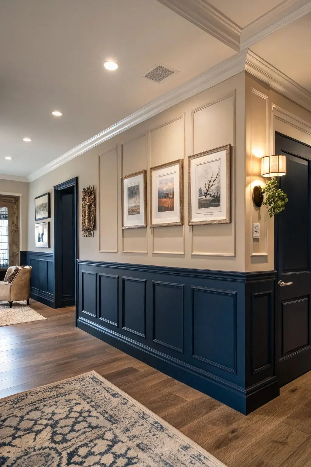 Two-Tone Elegance with Navy Panels